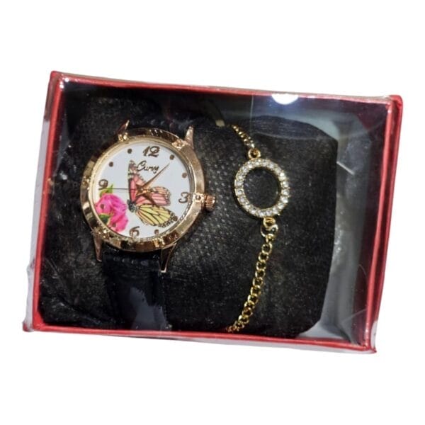 طقم ساعة واسورة فراشة